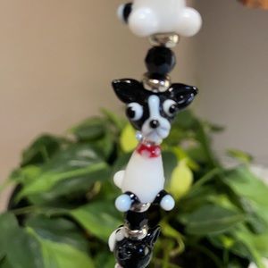 🐶 NWT Lampwork Glass Beads Boston Terrier French Bulldog Frenchie Dog Jewelry